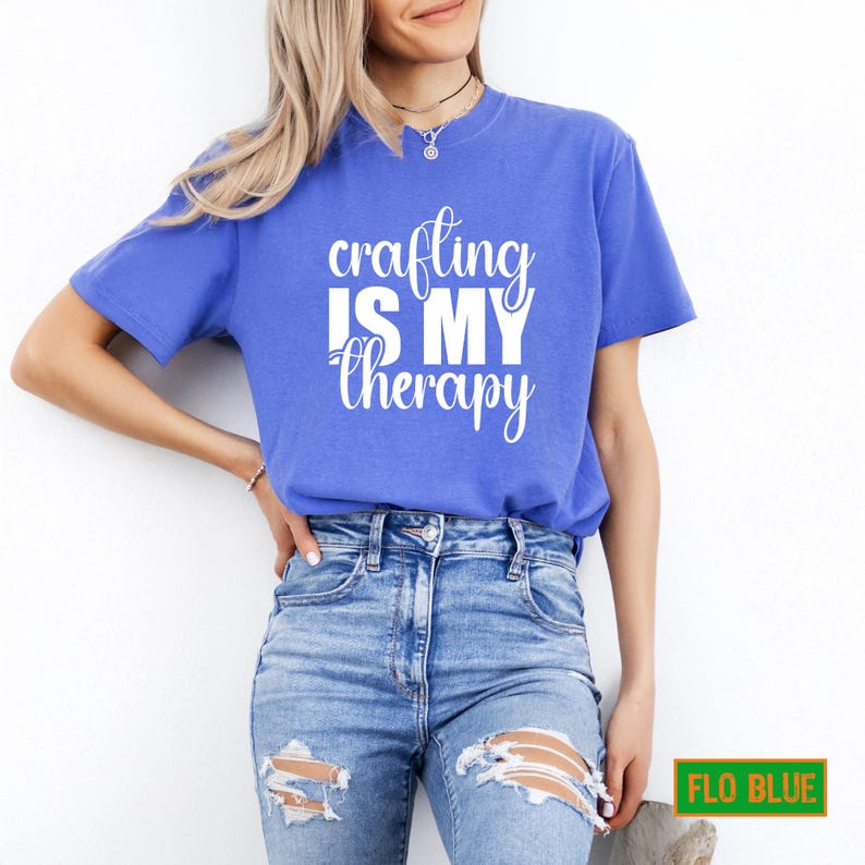 Crafting is My Therapy Shirt, Comfy Graphic Tee for Crafters, Summer Gift for Women, Creative Hobby T-Shirt Present image 12