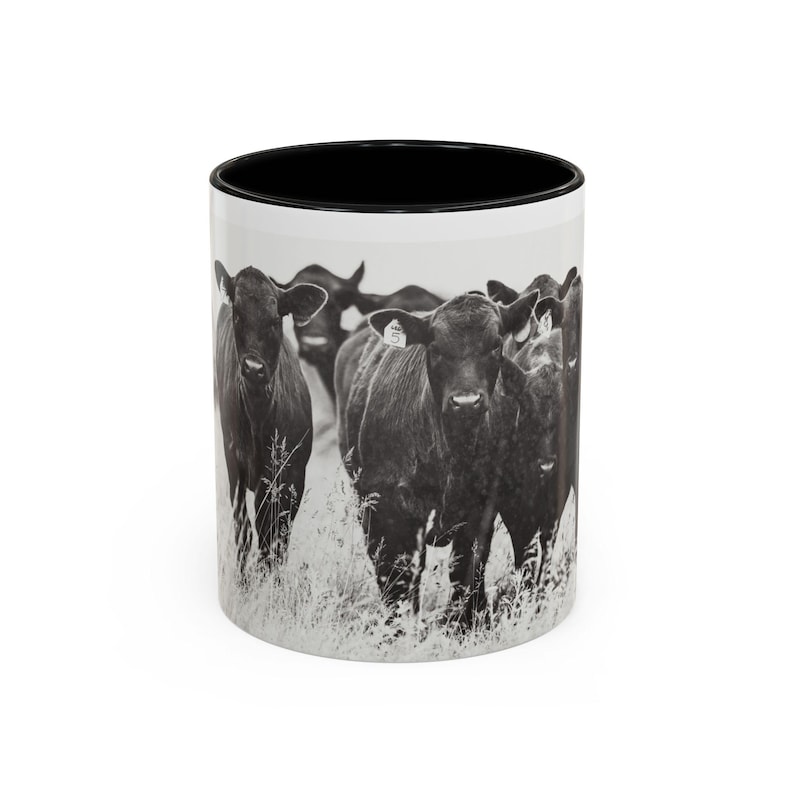 Angus Cattle Coffee Mug - Farmhouse Kitchen Decor, Cow Lover Gift, Country Chic Tea Cup, Rural Home Accessories, Cow Print Mug