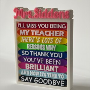 Personalised Teacher Nursery Thank You Leaving Gift Childminder Leavers ...