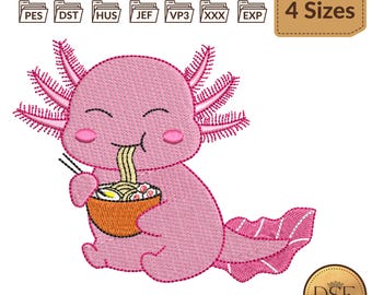 Axolotl Embroidery Design