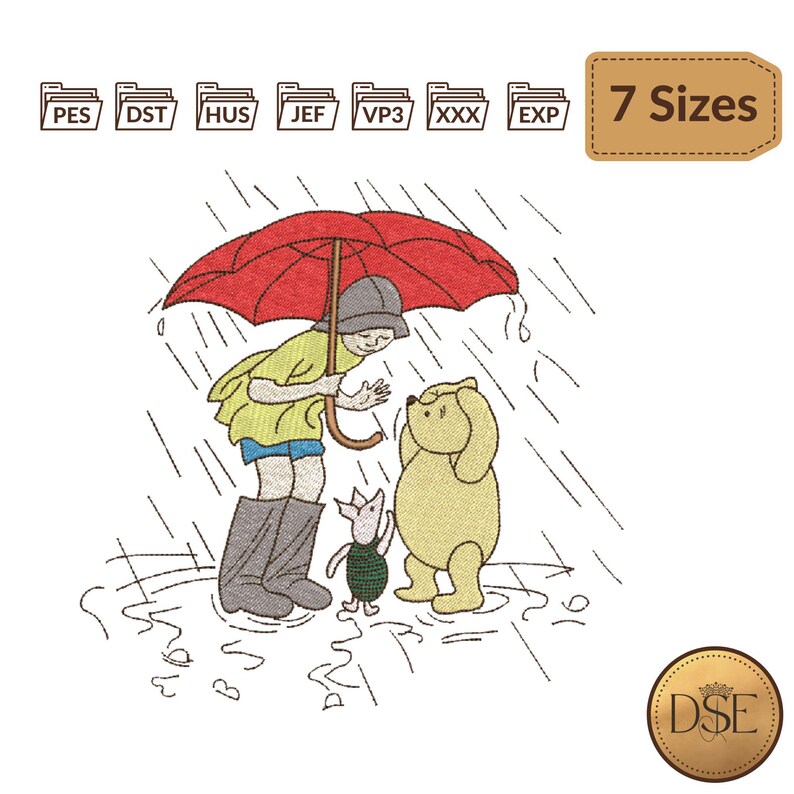 Winnie-the-pooh, Piglet & Christopher Robin Embroidery Design - Etsy