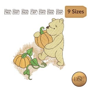Winnie-The-Pooh, Pumpkin Patch Embroidery Design