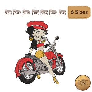 Diseño de bordado de Betty Boop Biker