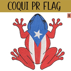 Puerto Rican Flag Coqui, Embroidery Design Files