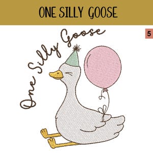 One Silly Goose With Cute Bow, 5 Sizes, Embroidery Design Files