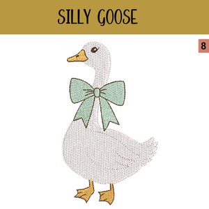 Silly Goose With Cute Bow, 8 Sizes, Embroidery Design Files