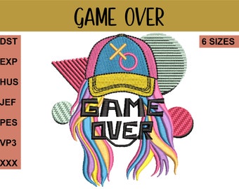 Game Over, 90s Retro Gamer, Embroidery Design Files