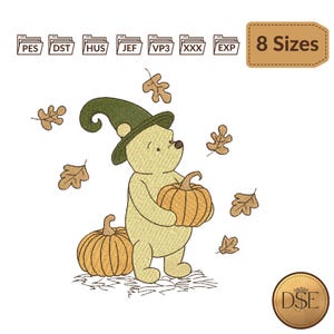 Winnie-The-Pooh, Autumn, Halloween Embroidery Design