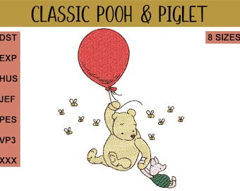 Classic Winnie-The-Pooh & Piglet Embroidery Design Files