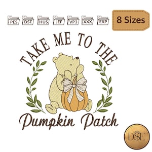 Classic Winnie-The-Pooh, Pumpkin Patch Embroidery Design Files