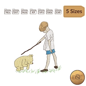 Winnie-The-Pooh & Christopher Robin Embroidery Design