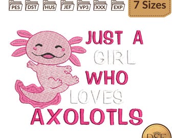 Axolotl Embroidery Design Files