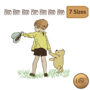 Winnie-the-Pooh & Christopher Robin Embroidery Design