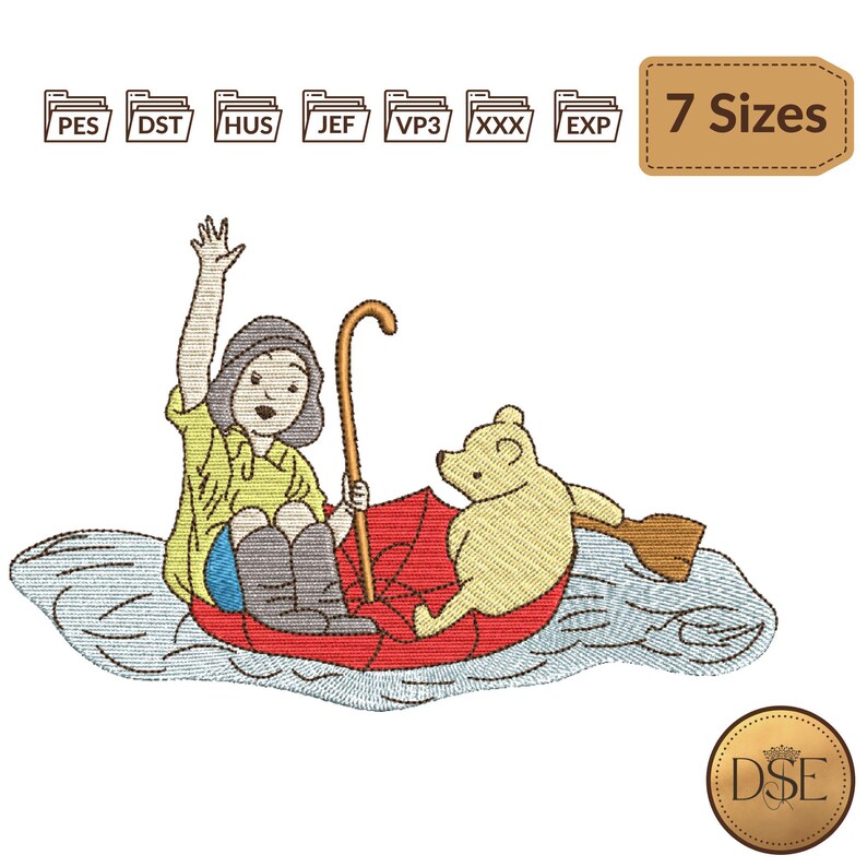 Winnie-the-pooh & Christopher Robin Embroidery Design - Etsy