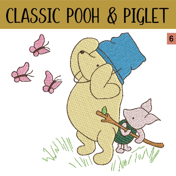 Classic Winnie-The-Pooh & Piglet Embroidery Design Files