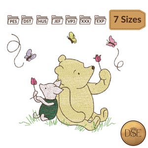 Winnie-The-Pooh & Piglet Embroidery Design