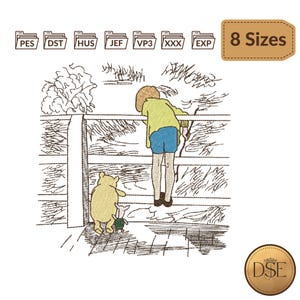 Winnie-The-Pooh, Pooh Sticks Brücke Stickdatei
