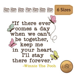 Winnie-The-Pooh  Quote With Butterflies Embroidery Design