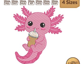 Axolotl Embroidery Design