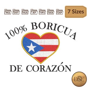 Amerikanische Flagge, 100% Boricua Stickdatei