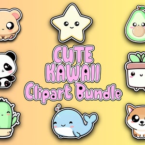 36 süße Kawaii Sticker Bundle - Hochwertige transparente PNGs - Sofortiger digitaler Download