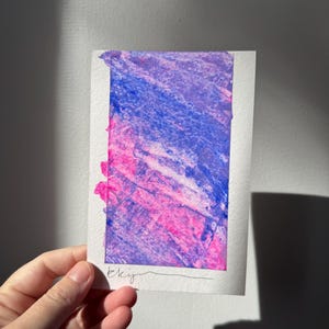 Kleines handgemaltes Acryl Kunstwerk auf 300gsm Papier - Buntes Postkarten Design - KOSTENLOSER VERSAND in AUS - Abstrakte Malerei