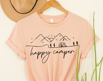 Happy Camper Graphic Tee, Adventure Hiking Shirt