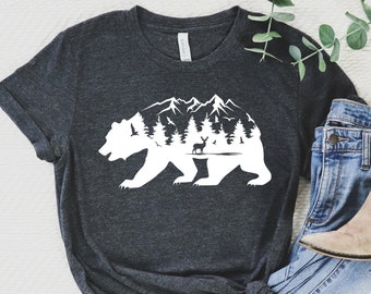 Mountain Bear Graphic Tee, Wilderness Travel Shirt