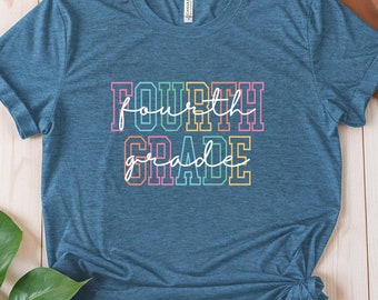 Fourth Grade Teacher Shirt, Bella+Canvas Teaching Tee