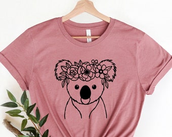 Floral Koala T-Shirt, Bella+Canvas, Animal Lover Gift