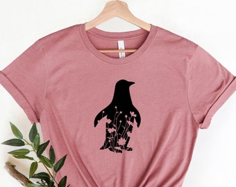 Floral Penguin Bella+Canvas Shirt, Mandala Silhouette