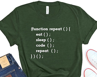 Eat Sleep Code Repeat Shirt, Programmer Coder Gift