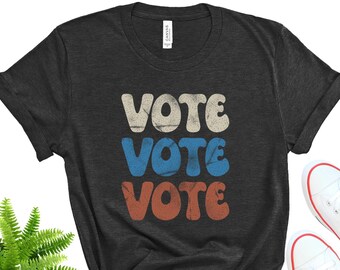 Vote Tee Shirt, Retro Election Day, Bella+Canvas