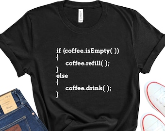 Coffee Coding T-Shirt, Computer Science Programmer Gift