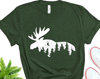 Mountain Moose Graphic Tee, Nature Wildlife Shirt