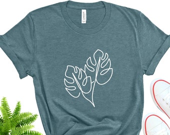 Camiseta con estampado de hojas de monstera, regalo para mamás de plantas, camiseta Bella+Canvas