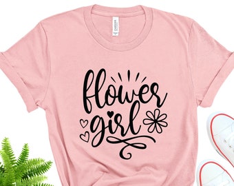 Camiseta de niña de las flores, camiseta de ensayo de boda Bella+Canvas