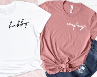 Hubby Wifey Shirts, Couple Matching Bella Canvas Tees