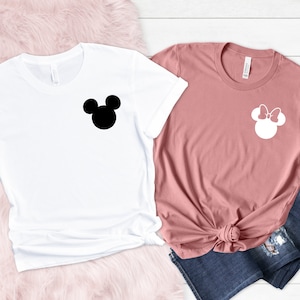 Disney Pocket Tee, Mickey & Minnie Head Shirt, Disneyland Trip image 1