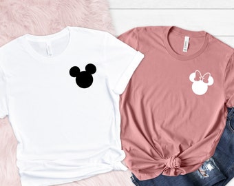 Disney Pocket Tee, Mickey & Minnie Head Shirt, Disneyland Trip