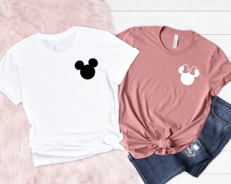 Disney Pocket Tee, Mickey & Minnie Head Shirt, Disneyland Trip image 1