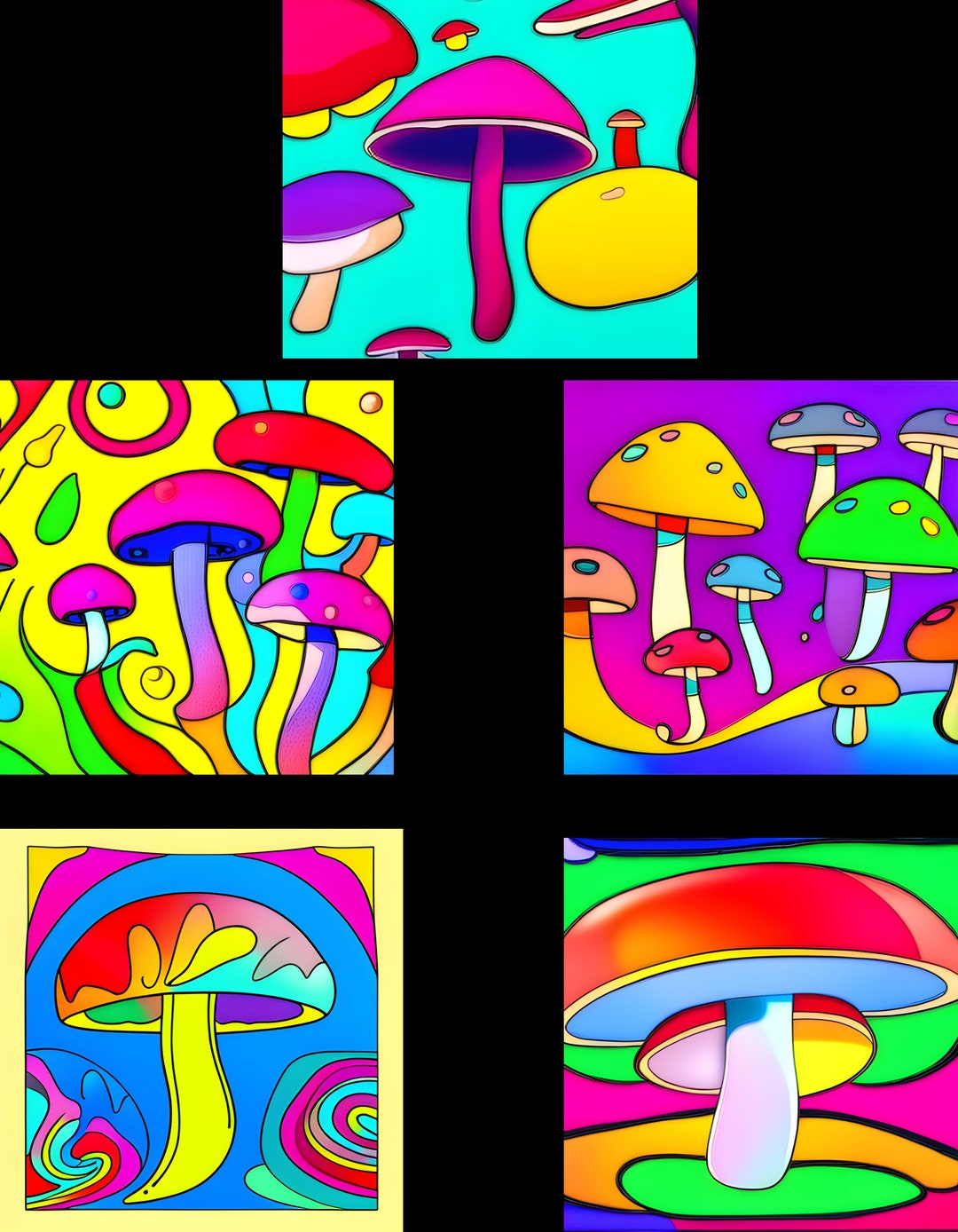 Psychedelic Mushrooms Art Bundle Etsy