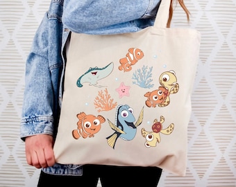 Finding Nemo Tote Bag, Magical Beige Disneyland Bag, Nemo, Dory, Crush Reusable Tote Bag