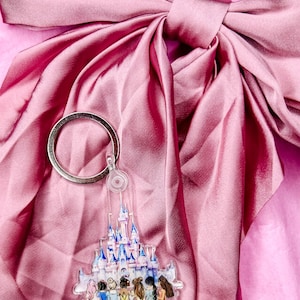 Princess Castle Keychain, Pastel Princess Bag Charm, Belle Ariel Snow White Cinderella Tiana Jasmine Moana Keychain, Disney Accessories