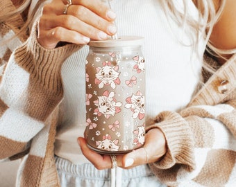 Marie Glass Cup, Pink Glassware, Magical Storybook Cup, The Aristocats