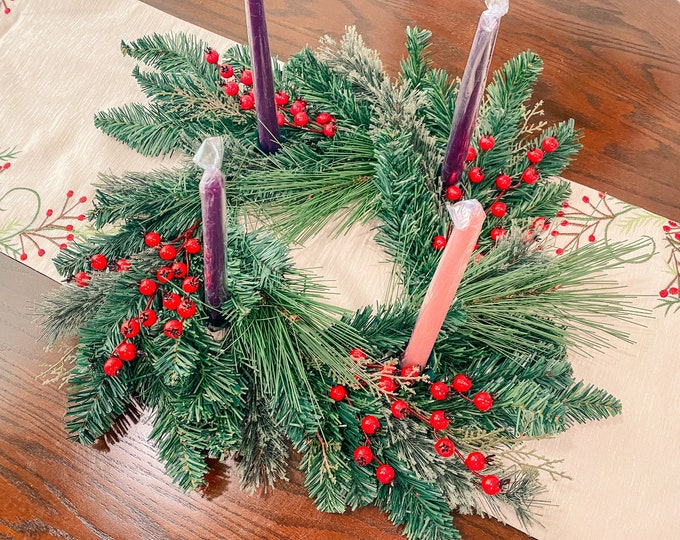 Classic Christmas Advent Wreath, Catholic Advent Wreath With Candles Etsy