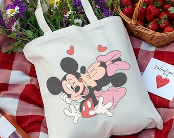 Mickey Minnie Tote Bag, Disneyland Reusable Tote Bag, Magic Kingdom Bag, Valentine's Bag