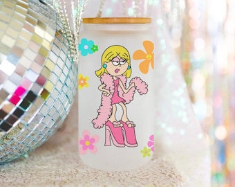 Lizzie McGuire Glass Cup, Magical Coffee Cup, Disney Channel Glassware, Disney Kitchen, Disco Flowers Coffee Glass