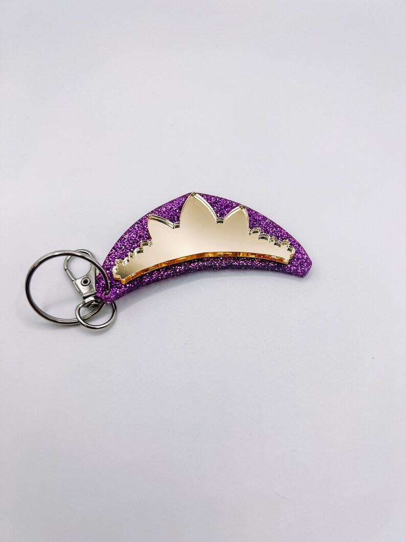 Princess Crown Bag Charms, Rapunzel, Elsa, Tiana, Aurora Keychain, Acrylic Keychain, Gift Ideas, Disney Accessories image 6