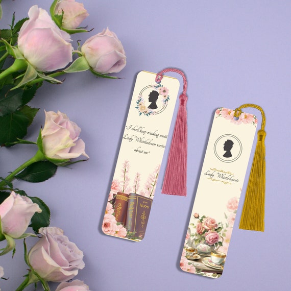 Bridgerton Bookmarks, 4 Designs, Lady Whistledown Bookmarks with Tassel, Storybook Bookmarks